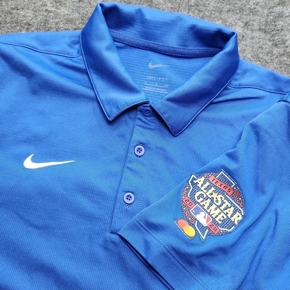 2024 Texas All Start MLB Baseball Game Nike Blue Polo Shirt Mastercard Small